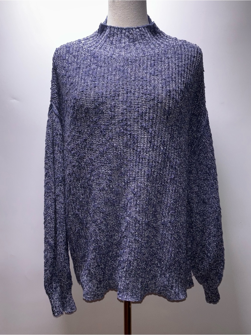 aerie Heathered Navy Mock Neck Sweater Size M